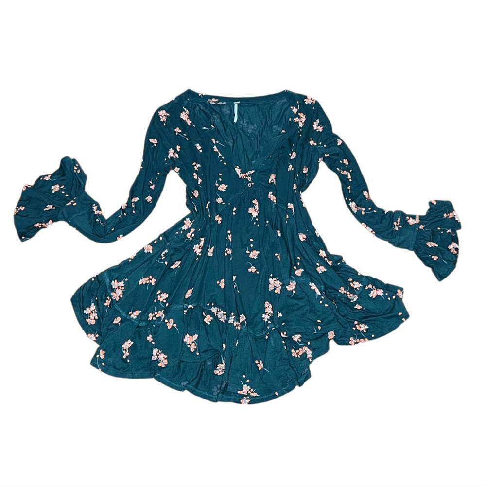 We the Free green with orange flowers baby doll top